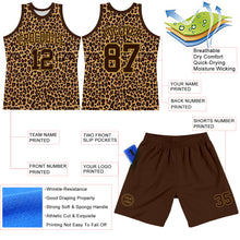 Load image into Gallery viewer, Custom Brown Old Gold Leopard Print Round Neck Sublimation Basketball Suit Jersey