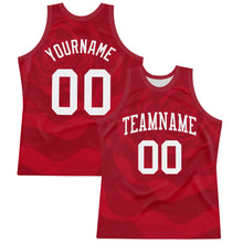 Load image into Gallery viewer, Custom Red White Fluid Art Round Neck Sublimation Basketball Suit Jersey