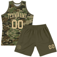Загрузить изображение в средство просмотра галереи, Custom Camo Vegas Gold-Olive Round Neck Sublimation Salute To Service Basketball Suit Jersey