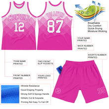 Load image into Gallery viewer, Custom White Deep Pink Gradient Square Shapes Round Neck Sublimation Basketball Suit Jersey
