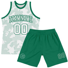 Load image into Gallery viewer, Custom White Kelly Green Curve Lines Round Neck Sublimation Basketball Suit Jersey