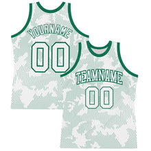 Load image into Gallery viewer, Custom White Kelly Green Curve Lines Round Neck Sublimation Basketball Suit Jersey