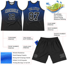 Load image into Gallery viewer, Custom Royal Black-White Fade Fashion Round Neck Sublimation Basketball Suit Jersey