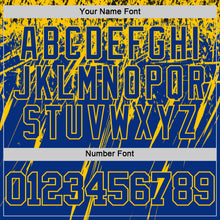 Load image into Gallery viewer, Custom Royal Yellow Splash Round Neck Sublimation Basketball Suit Jersey