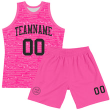 Load image into Gallery viewer, Custom Pink Black Fragment Art Round Neck Sublimation Basketball Suit Jersey