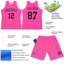 Load image into Gallery viewer, Custom Pink Black Fragment Art Round Neck Sublimation Basketball Suit Jersey