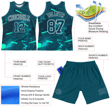 Load image into Gallery viewer, Custom Green Aqua-White Splash Round Neck Sublimation Basketball Suit Jersey