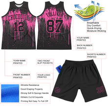 Charger l'image dans la galerie, Custom Black Pink Dripping Splatter Art Round Neck Sublimation Basketball Suit Jersey