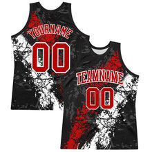 Load image into Gallery viewer, Custom Black Red-White Splash Round Neck Sublimation Basketball Suit Jersey