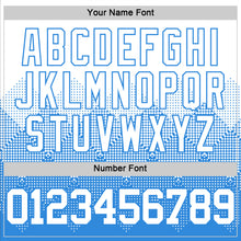 Load image into Gallery viewer, Custom White Powder Blue Gradient Square Shapes Round Neck Sublimation Basketball Suit Jersey