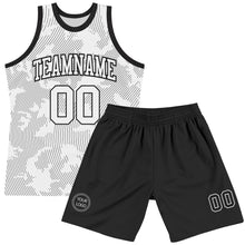 Load image into Gallery viewer, Custom White Black Curve Lines Round Neck Sublimation Basketball Suit Jersey