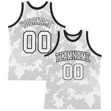 Load image into Gallery viewer, Custom White Black Curve Lines Round Neck Sublimation Basketball Suit Jersey