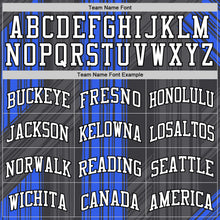 Charger l'image dans la galerie, Custom Black White-Royal Line Round Neck Sublimation Basketball Suit Jersey