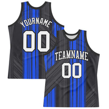Charger l'image dans la galerie, Custom Black White-Royal Line Round Neck Sublimation Basketball Suit Jersey