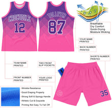 Загрузить изображение в средство просмотра галереи, Custom Purple Pink-White Gradient Square Shapes Round Neck Sublimation Basketball Suit Jersey