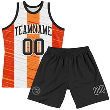 Load image into Gallery viewer, Custom White Black-Orange Line Round Neck Sublimation Basketball Suit Jersey