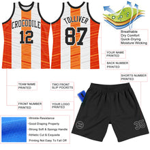 Load image into Gallery viewer, Custom White Black-Orange Line Round Neck Sublimation Basketball Suit Jersey