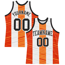 Load image into Gallery viewer, Custom White Black-Orange Line Round Neck Sublimation Basketball Suit Jersey
