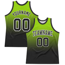 Load image into Gallery viewer, Custom Neon Green Black-White Fade Fashion Round Neck Sublimation Basketball Suit Jersey