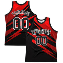 Charger l'image dans la galerie, Custom Black Red-White Line Round Neck Sublimation Basketball Suit Jersey