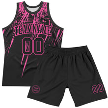 Charger l'image dans la galerie, Custom Black Pink Splash Round Neck Sublimation Basketball Suit Jersey
