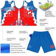Load image into Gallery viewer, Custom Royal Red-White Splash Round Neck Sublimation Basketball Suit Jersey