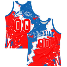 Load image into Gallery viewer, Custom Royal Red-White Splash Round Neck Sublimation Basketball Suit Jersey