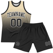 Charger l'image dans la galerie, Custom Cream Black-White Fade Fashion Round Neck Sublimation Basketball Suit Jersey