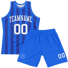 Load image into Gallery viewer, Custom Royal White Line Round Neck Sublimation Basketball Suit Jersey