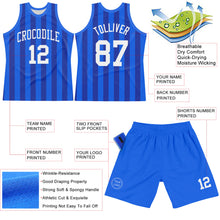 Load image into Gallery viewer, Custom Royal White Line Round Neck Sublimation Basketball Suit Jersey