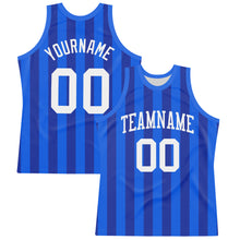 Load image into Gallery viewer, Custom Royal White Line Round Neck Sublimation Basketball Suit Jersey