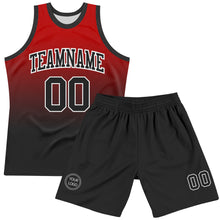Load image into Gallery viewer, Custom Red Black-White Fade Fashion Round Neck Sublimation Basketball Suit Jersey