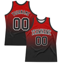Load image into Gallery viewer, Custom Red Black-White Fade Fashion Round Neck Sublimation Basketball Suit Jersey