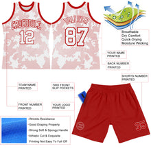 Laden Sie das Bild in den Galerie-Viewer, Custom White Red Curve Lines Round Neck Sublimation Basketball Suit Jersey