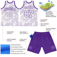Загрузить изображение в средство просмотра галереи, Custom White Purple Curve Lines Round Neck Sublimation Basketball Suit Jersey
