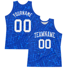 Load image into Gallery viewer, Custom Royal White Round Line Neck Sublimation Basketball Suit Jersey