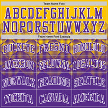 Load image into Gallery viewer, Custom Yellow Purple-White Gradient Square Shapes Round Neck Sublimation Basketball Suit Jersey