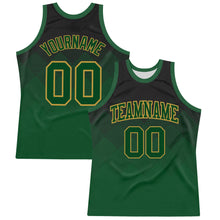 Load image into Gallery viewer, Custom Black Green-Old Gold Fade Fashion Round Neck Sublimation Basketball Suit Jersey