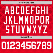 Load image into Gallery viewer, Custom Red White Geometric Shape Round Neck Sublimation Basketball Suit Jersey