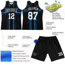 Charger l'image dans la galerie, Custom Black White-Light Blue Line Round Neck Sublimation Basketball Suit Jersey