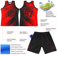Load image into Gallery viewer, Custom Red Black Line Round Neck Sublimation Basketball Suit Jersey