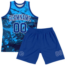 Load image into Gallery viewer, Custom Tie Dye Royal-White Round Neck Sublimation Basketball Suit Jersey