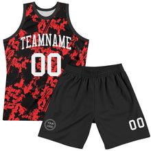 Charger l'image dans la galerie, Custom Black White-Red Splash Round Neck Sublimation Basketball Suit Jersey
