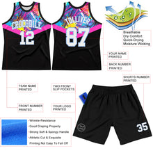 Charger l'image dans la galerie, Custom Black White Pink-Light Blue Splash Round Neck Sublimation Basketball Suit Jersey