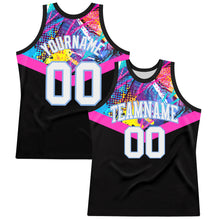 Charger l'image dans la galerie, Custom Black White Pink-Light Blue Splash Round Neck Sublimation Basketball Suit Jersey