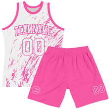 Load image into Gallery viewer, Custom White Pink Splash Round Neck Sublimation Basketball Suit Jersey