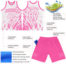 Load image into Gallery viewer, Custom White Pink Splash Round Neck Sublimation Basketball Suit Jersey
