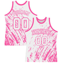 Load image into Gallery viewer, Custom White Pink Splash Round Neck Sublimation Basketball Suit Jersey