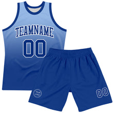 Load image into Gallery viewer, Custom Light Blue Royal-White Fade Fashion Round Neck Sublimation Basketball Suit Jersey