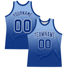 Load image into Gallery viewer, Custom Light Blue Royal-White Fade Fashion Round Neck Sublimation Basketball Suit Jersey